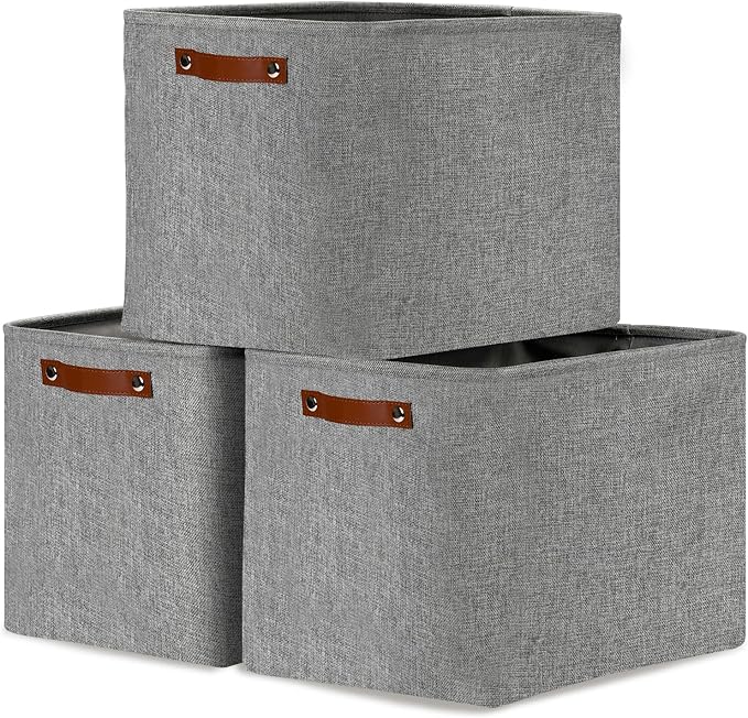 DULLEMELO Large Storage Baskets, 3 Pack Foldable Storage Baskets Bins by DULLEMELO