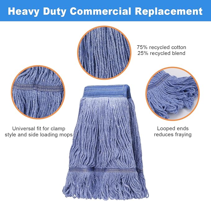 3 Pack Commercial Replace Mop Head, Reusable Mop Head Refills-Replacement Mop - Image 2