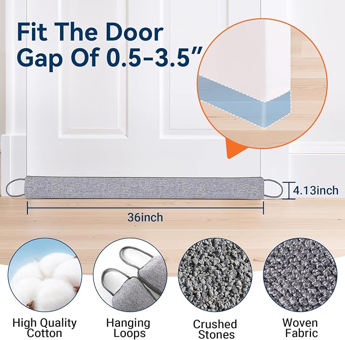 Door Draft Stopper for Bottom of Door, 36’’ Heavy Duty Under Door Draft Blocker - Image 3