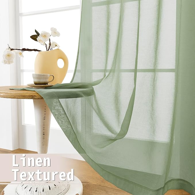 Tollpiz Short Sheer Door Curtain Closet Linen Textured Curtain Sheers Doorway - Image 4