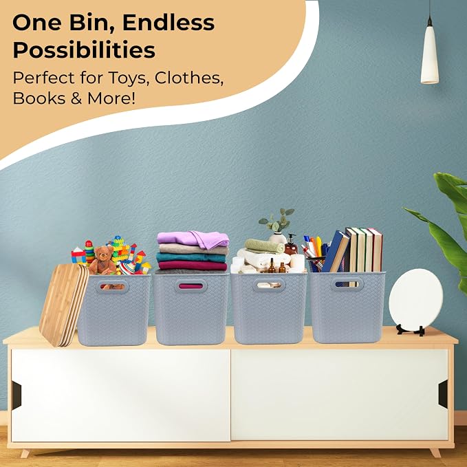 Storage Bins with Bamboo Lid – Stackable, and Home – Elegant Wicker-Style - Image 5