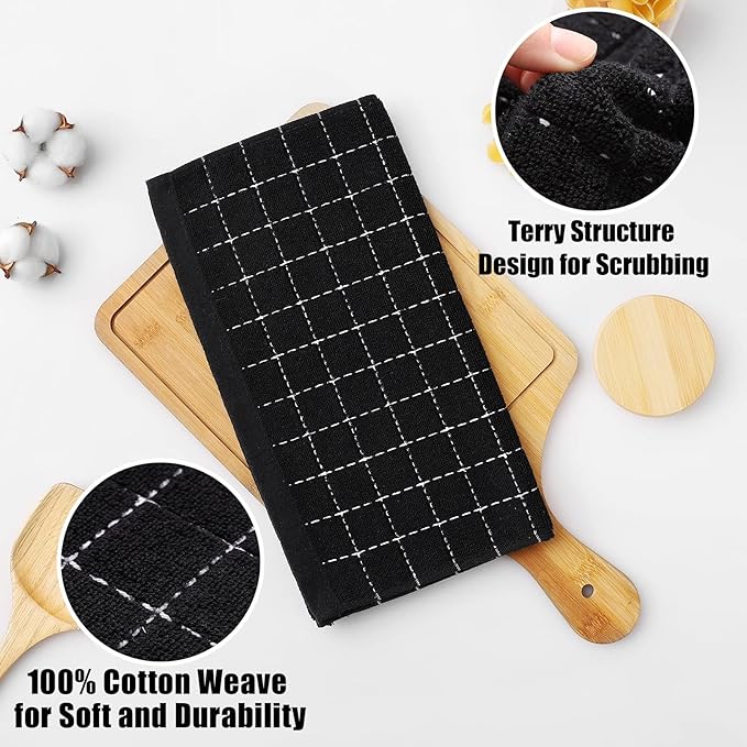 Homaxy 100% Cotton Terry Kitchen Towels, Checkered Designed, Soft and Super - Image 7