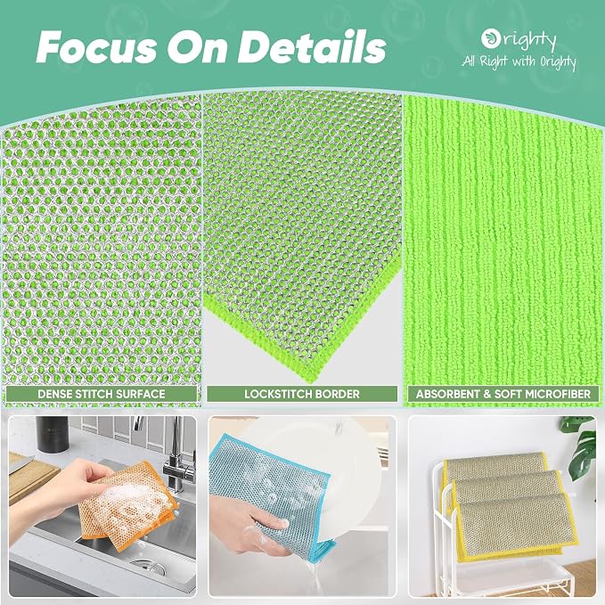 Orighty Multipurpose Wire Dishwashing Rag 24 Pcs, Upgraded Double-Layer - Image 3