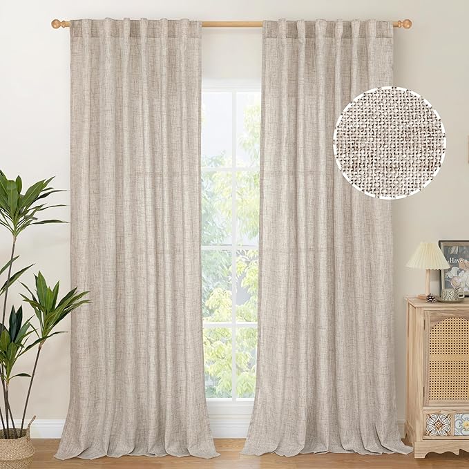 YoungsTex Linen Curtains Floor Length 102 Inch Long by YoungsTex