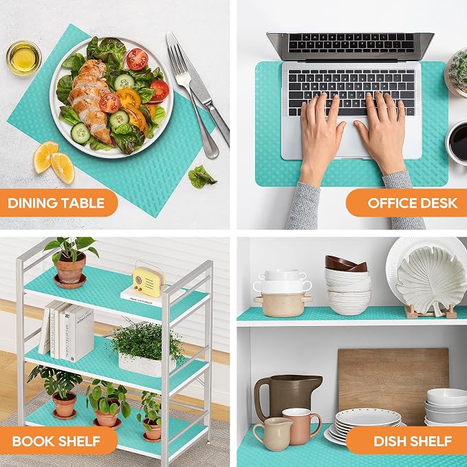 Blue Shelf Liners for Kitchen Cabinets Refrigerator Liners Waterproof & - Image 3