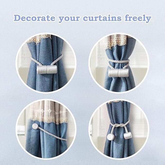 Hion Magnetic Curtain Tiebacks Black 2pcs, Curtain Tiebacks Buckles Holdbacks - Image 5