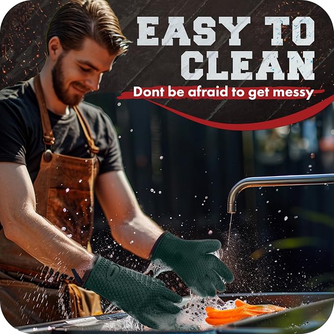 KITCHEN PERFECTION S Silicone Smoker Oven Gloves -Extreme Heat Resistant BBQ - Image 7
