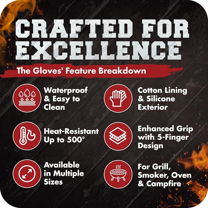 KITCHEN PERFECTION S Silicone Smoker Oven Gloves -Extreme Heat Resistant BBQ - Image 5