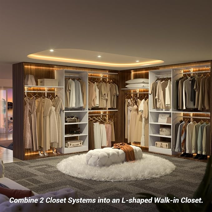 8FT Closet System with Shelves, Wall Mount Bedroom Wardrobe Walk-in Closet - Image 5