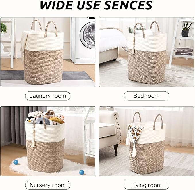Woven Laundry Basket for Clothes, 100L Large Rectangle Laundry Hampers - Image 6