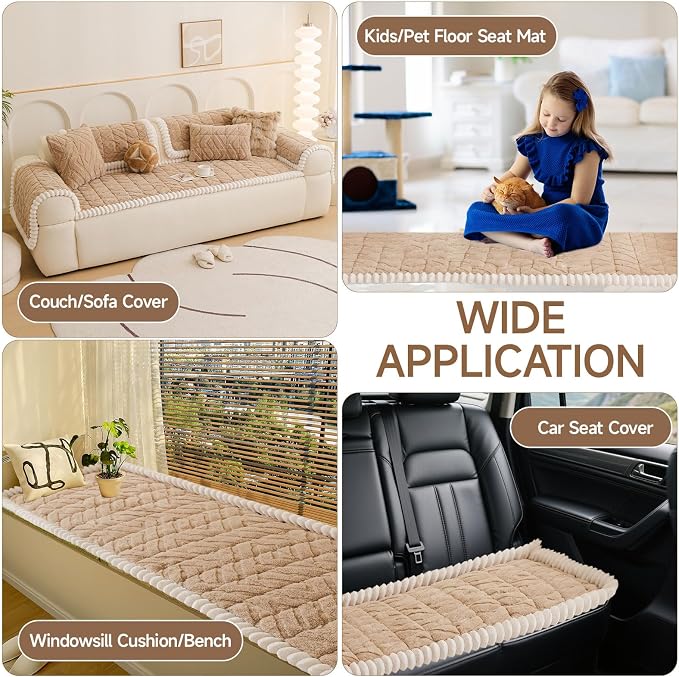OTOB Pet Couch Covers for 3 Cushion Couch Sofa, Washable & Non Slip Fuzzy Plush - Image 7