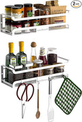 Spice Rack Wall Mount with Hooks by Couwilson
