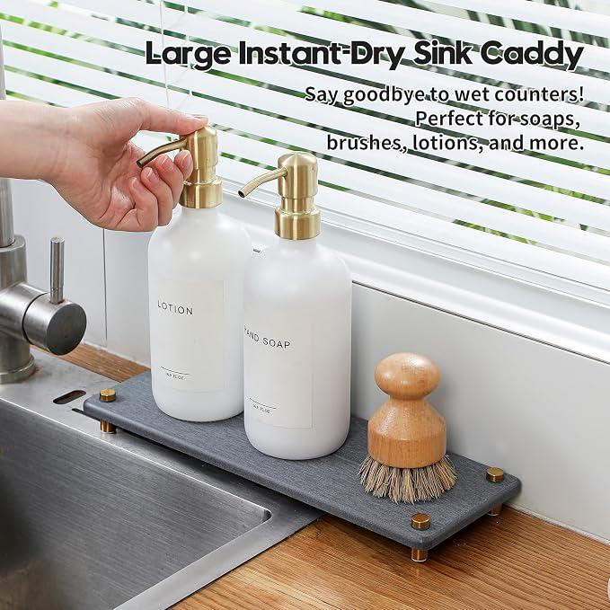Kitchen Sink Caddy Water Absorbing Stone Drying Tray, Diatomite Bathroom Sink - Image 3