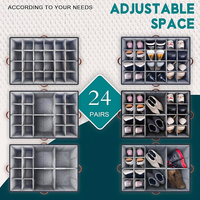 Shoe Organizer for Closet, Foldable Shoe Storage Bins - Image 4