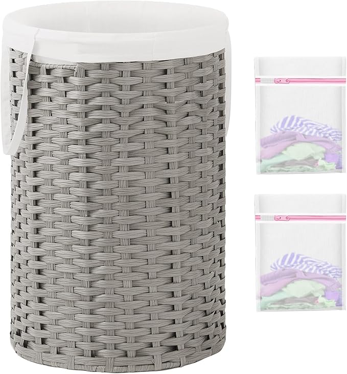 34.3 Gal Large Laundry Hamper Laundry Basket Round Handwoven Wicker Laundry by SETVSON
