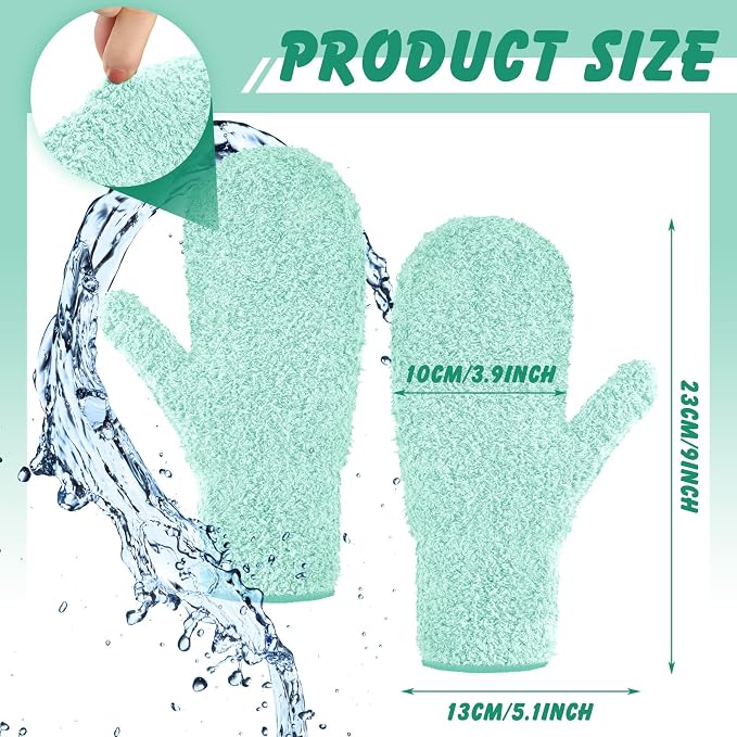 Bencailor 4 Pair Microfiber Dusting Mittens Reusable Women Cleaning Mittens - Image 3
