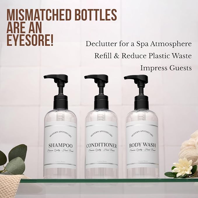 Clear Refillable Shampoo and Conditioner Bottles - Image 3