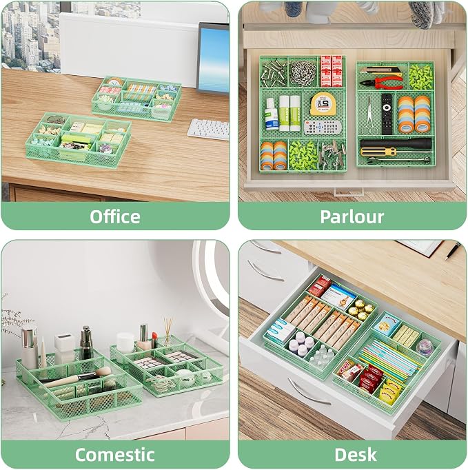 Marbrasse 2 Pack Desk Drawer Organizer, Mesh Drawer Organizer Tray - Image 3