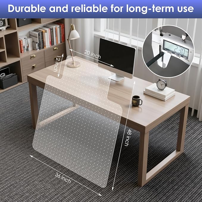 Kuyal Office Chair Mat for Carpet, 2 Pack 36x48 Clear Heavy Duty Computer Chair - Image 2