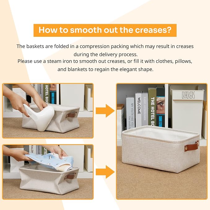 DULLEMELO Small Storage Basket for Shelves, Small Fabric Collapsible - Image 2