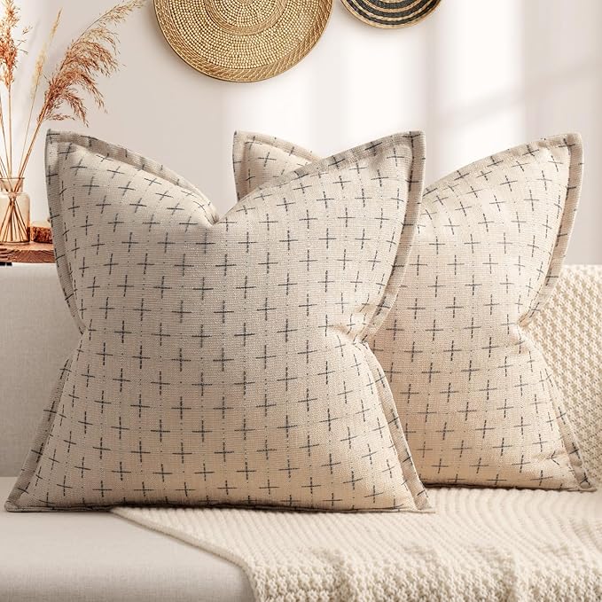 ZWJD Pillow Covers 16x16 Set of 2 Soft Polyester Textured Pillow Covers by ZWJD