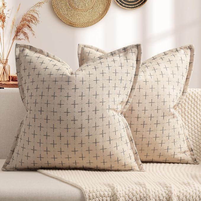 ZWJD Pillow Covers 18x18 Set of 2 Soft Polyester Textured Pillow Covers by ZWJD