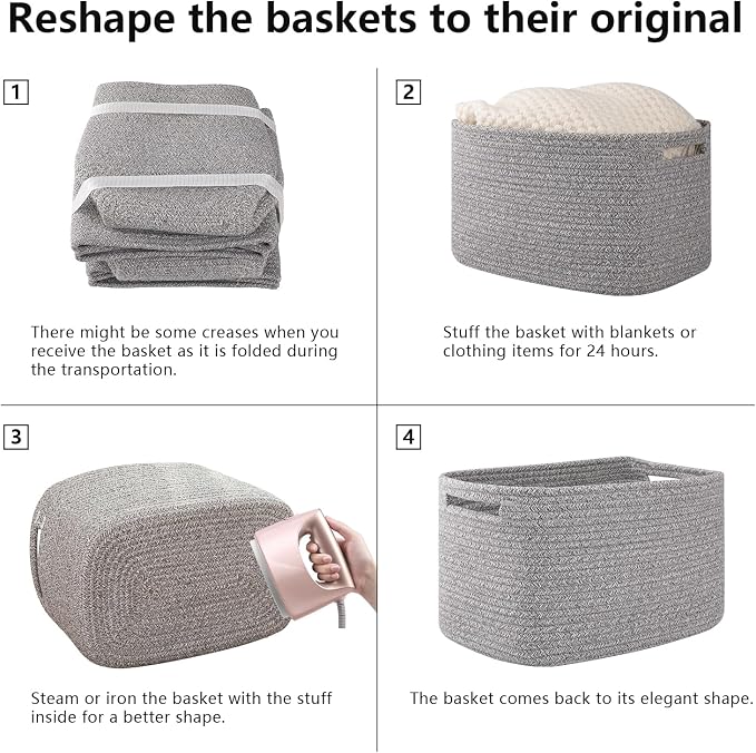 OIAHOMY 4 Pack Storage Baskets for Organizing, Cube Storage Bins for Shelves - Image 7