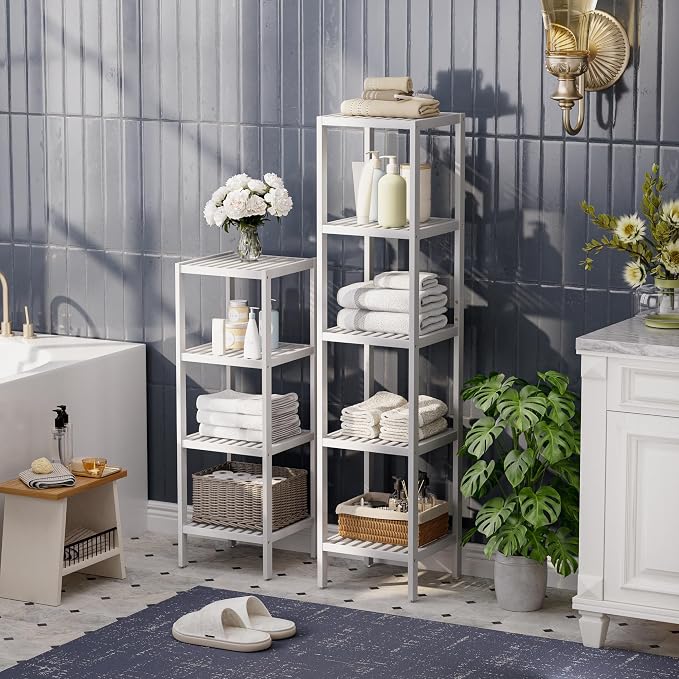 SMIBUY Bathroom Storage Shelf, 5-Tier Bamboo Rack Organizer - Image 4