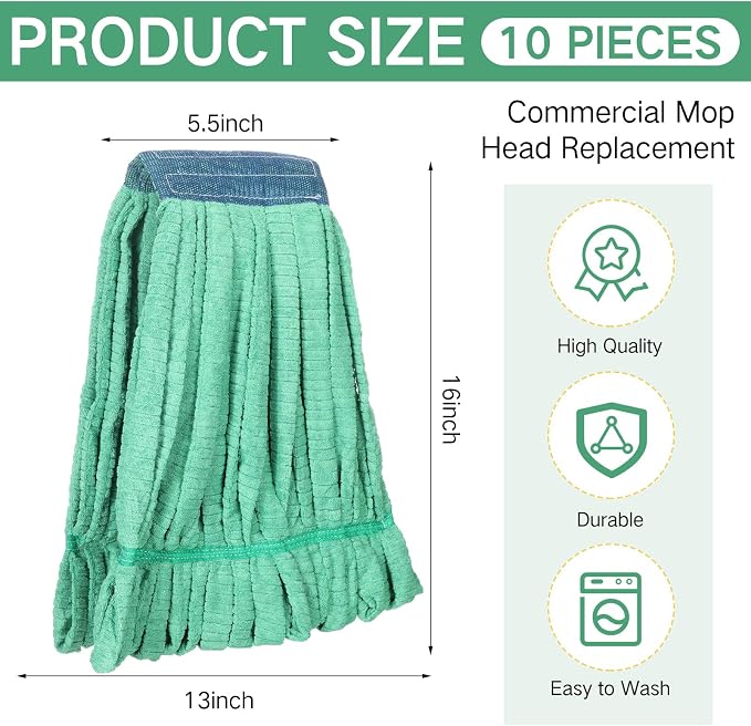 Lallisa 10 Pcs Commercial Mop Head Replacement Tube Microfiber Mop Heads - Image 2