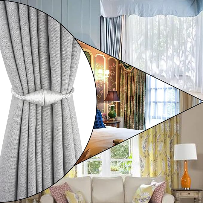 4 Pack Magnetic Curtain Tiebacks Rope Modern Handmade Curtain Tie Backs - Image 6