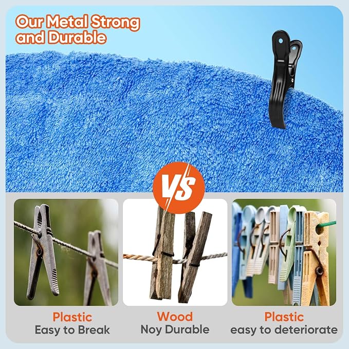 10 Pack Metal Beach Towel Clips, Large Beach Chair Clips - Image 3
