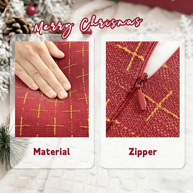 ZWJD Christmas Pillow Covers 22x22 Set of 2 Soft Polyester Textured Pillows - Image 4