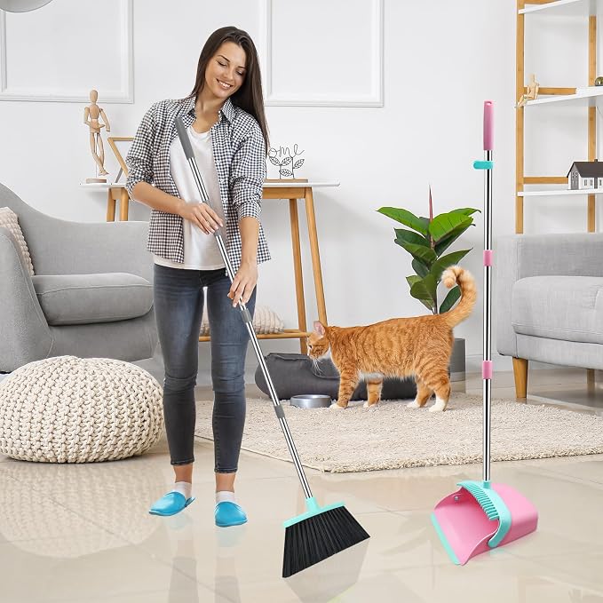 NACENA Broom and Dustpan Set, 52-in Long Adjustable Handle Broom Dustpan Combo - Image 7