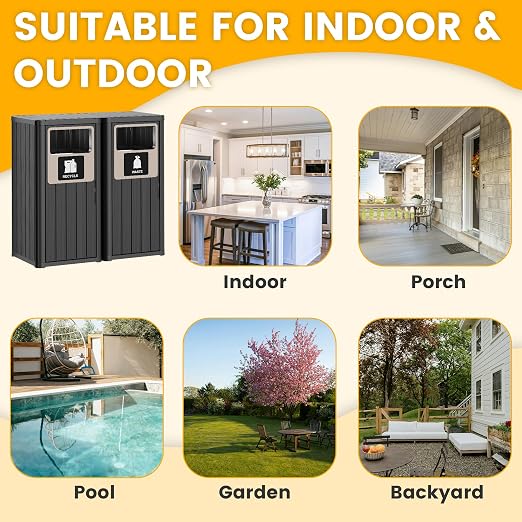 Outdoor Trash Can, Waterproof Resin Garbage Can Indoor and Outdoor Use - Image 8