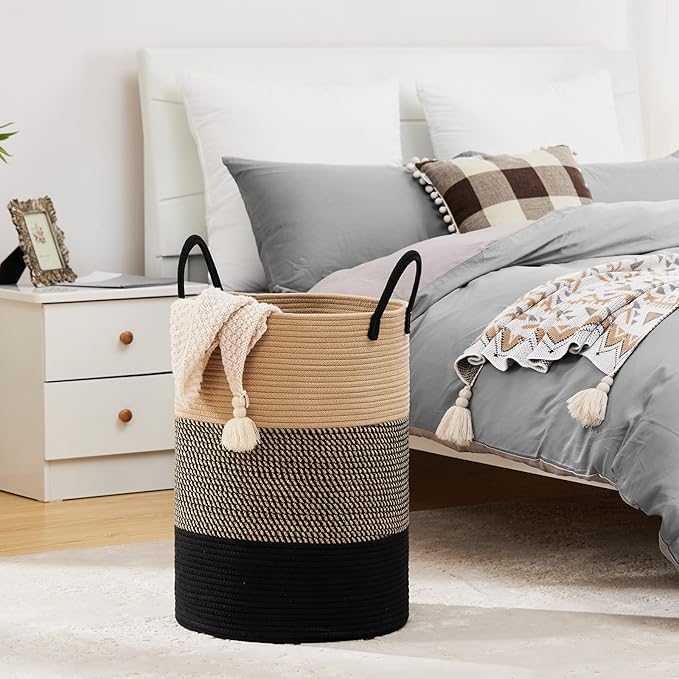 Fiona's magic 72L Large Woven Laundry Hamper, Tall Cotton Rope Storage Basket - Image 7