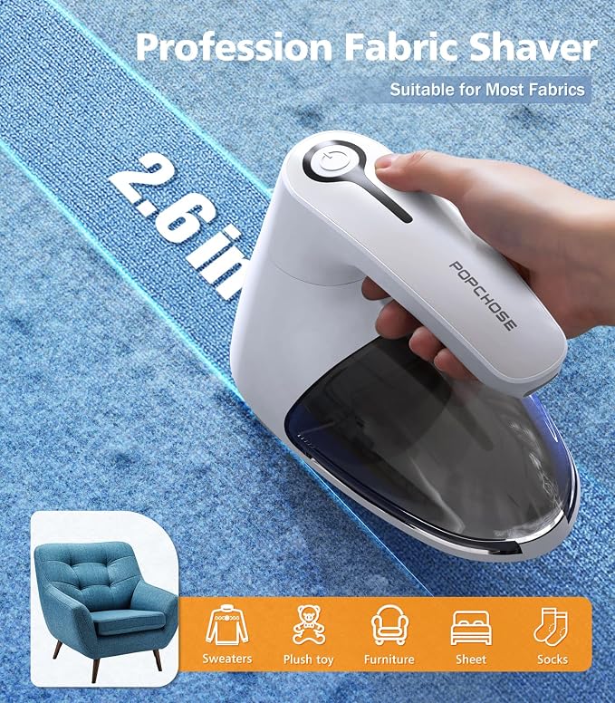 POPCHOSE Fabric Shaver, Rechargeable Lint Remover Defuzzer Sweater Shaver - Image 4
