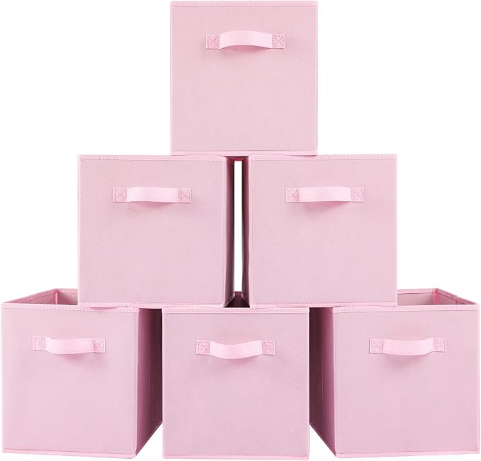 Stero 13x13x13 Inch Fabric Storage Bins 6 Pack Fun Colored Durable Storage Cubes by Stero