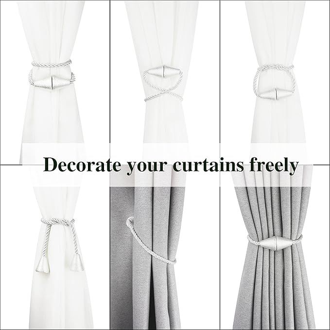 4 Pack Magnetic Curtain Tiebacks Rope Modern Handmade Curtain Tie Backs - Image 5