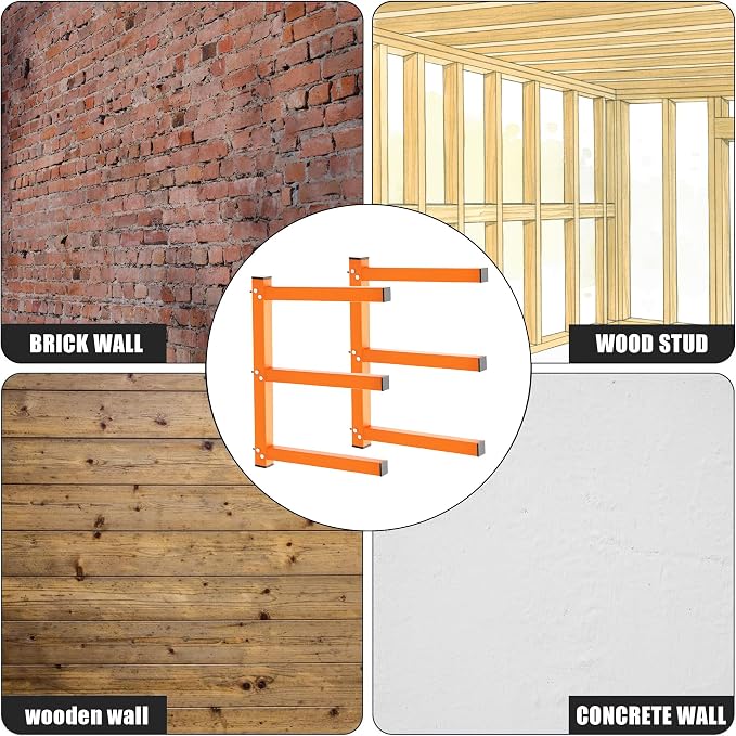 UNITEDPOWER Wall Mount Wood Organizer, Lumber Storage Rack, Heavy Duty Metal - Image 7
