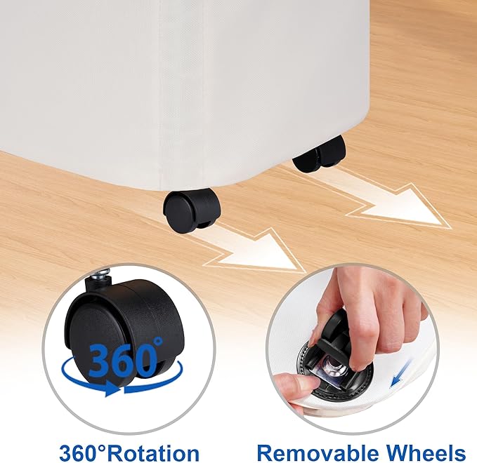 efluky Laundry Basket with Wheels, Tall Rolling Laundry Hamper with Lid and - Image 4