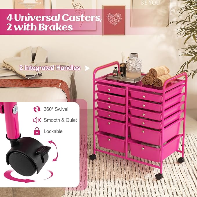 GOFLAME 12-Drawer Rolling Storage Cart, Mobile Utility Cart - Image 5
