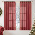 YoungsTex Red Linen Curtains 45 Inch Length by YoungsTex