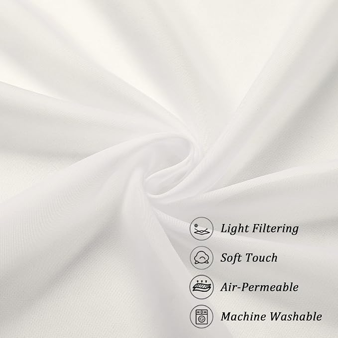 Chyhomenyc Ivory Sheer Window Curtain Panels 45 Inch, Light Filtering Solid - Image 6