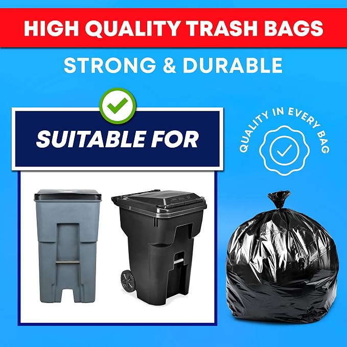 Veska 95-96 Gallon Trash Bags Heavy Duty 95-96 Gallon Trash Bags Large Black - Image 3