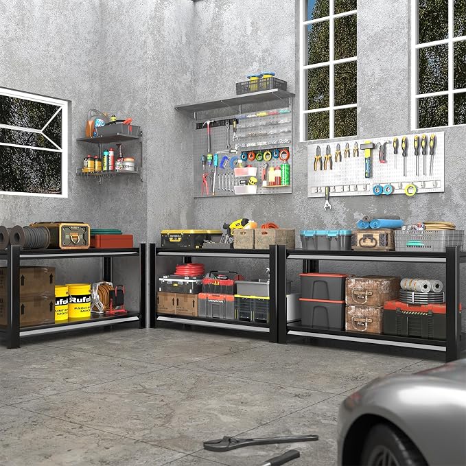 48" W 2-Tier Garage Shelving Heavy Duty, 1120LBS Loads Garage Storage Shelves - Image 2