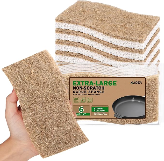 AIDEA XL Scrub Sponges Non-Scratch, Large Natural Sponge by AIDEAHOME