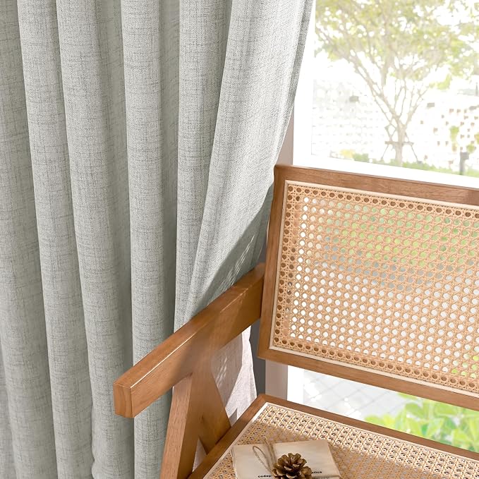 YoungsTex Light Grey Linen Curtains 63 Inch Length 2 Panels - Image 7