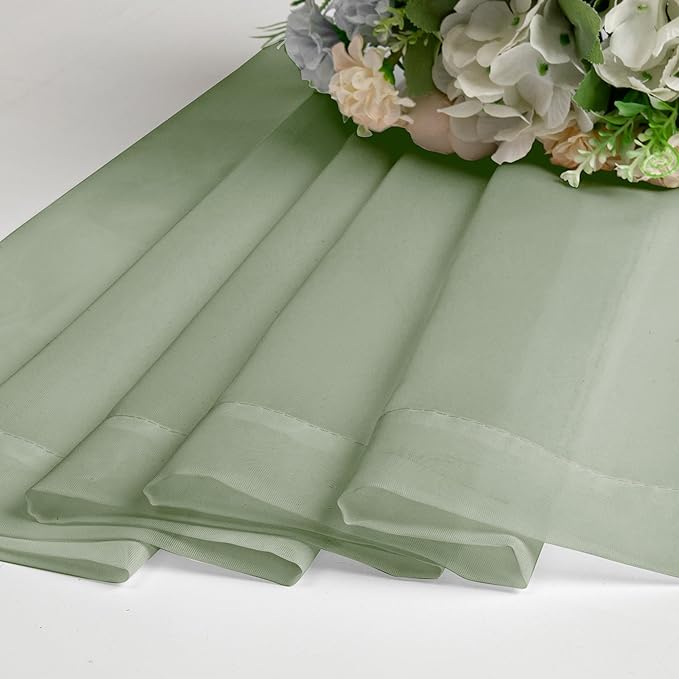 Chyhomenyc Sage Green Sheer Curtains 63 Inch Length 2 Panels, Light Filtering - Image 5