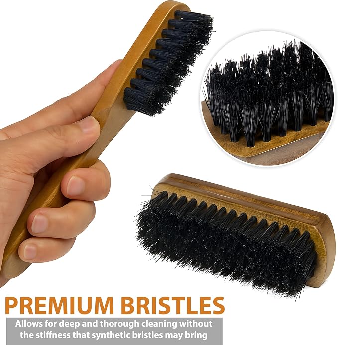 TAKAVU Leather & Upholstery Cleaning Brush Set, 100% Black Boar Bristle - Image 3