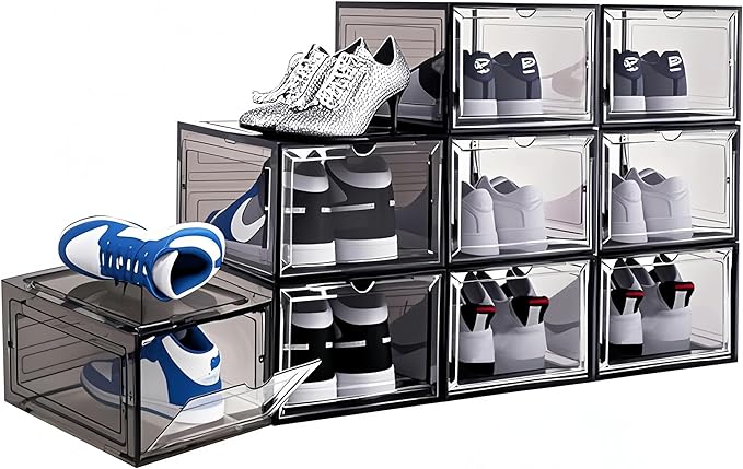 9 Pack Thicken Shoe Organizer Stackable Upgraded Sturdy Transparent Shoe by DAYOOH